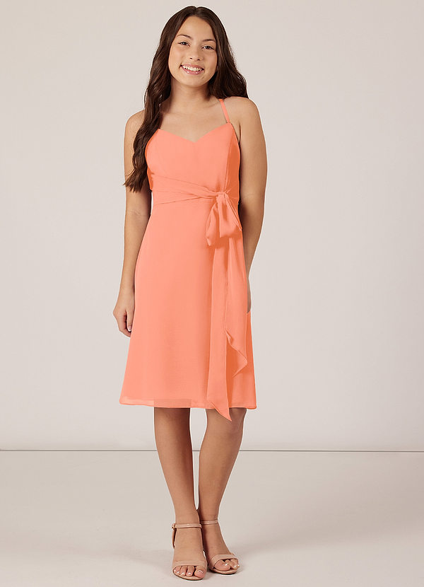 Azazie Doll Junior Sunset A-Line Bow Chiffon Dress image1