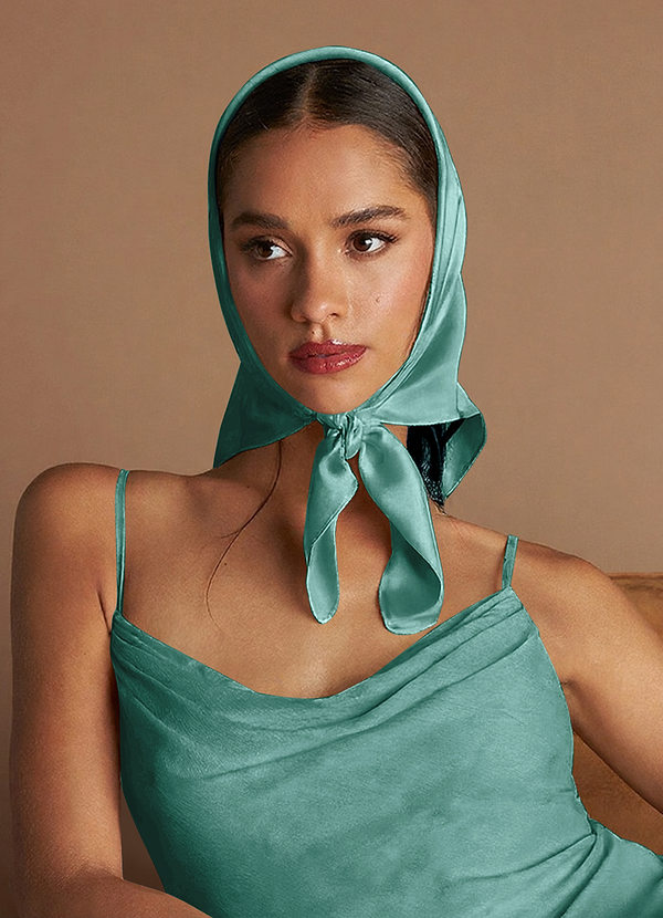 front Matching Color Stretch Satin Scarf