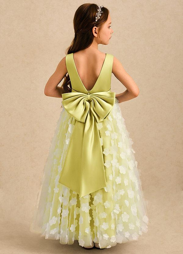 Azazie Maya Flower Girl Dresses Lemon Sorbet Ball-Gown Bow Tulle Dress image1