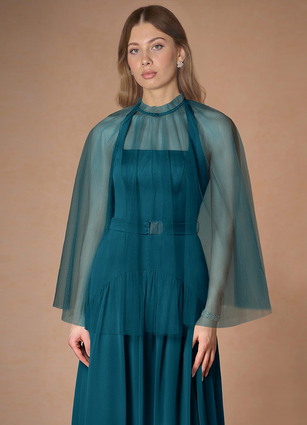 front Azazie Matching Color Tulle Cape