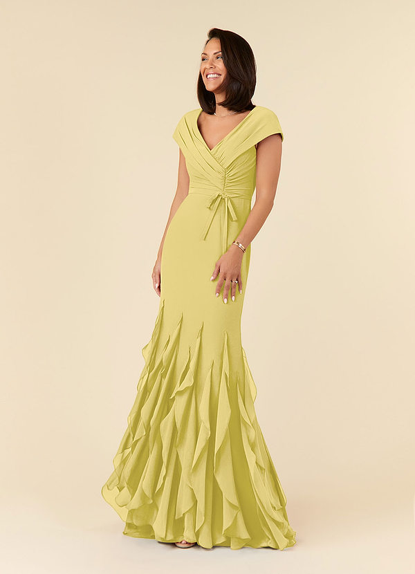 Azazie Bailora Mother of the Brides Dresses Canary Mermaid Ruched Chiffon Dress image1