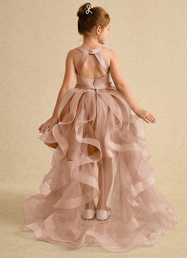 Azazie Julietta Robes de Fillette d'Honneur Robe Princesse en Tulle Convertible Champagne Rosé image1