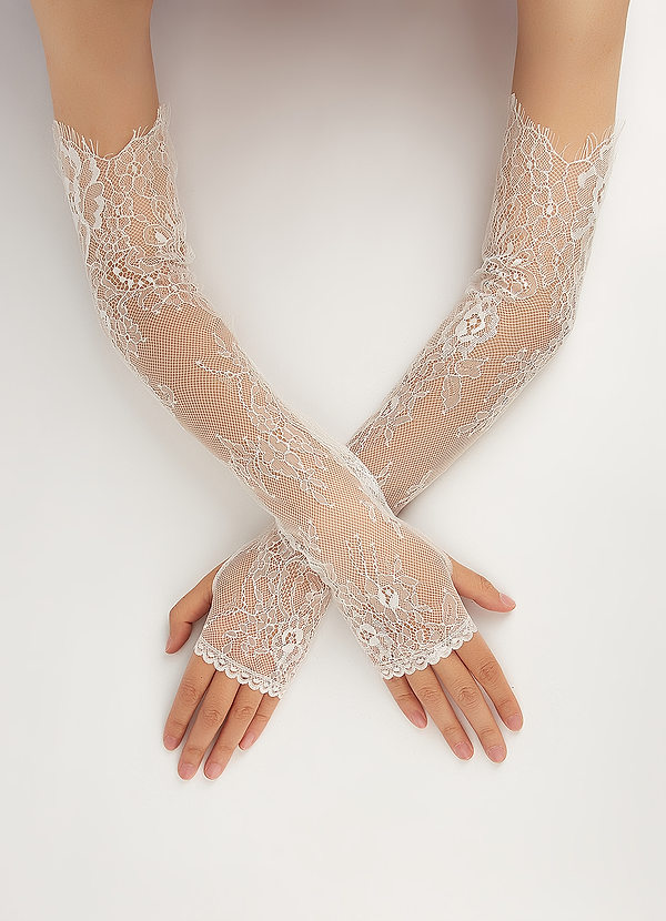 Guanti senza dita in pizzo Chantilly front