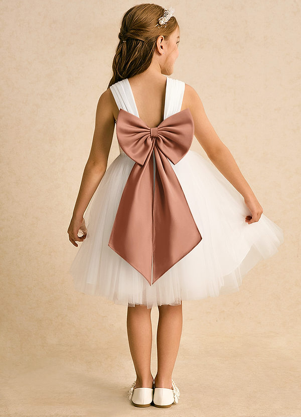 Azazie Dimple Abiti da Ragazza di Fiori Abito Principessa in Tulle Pizzo Avorio Bronzo image1