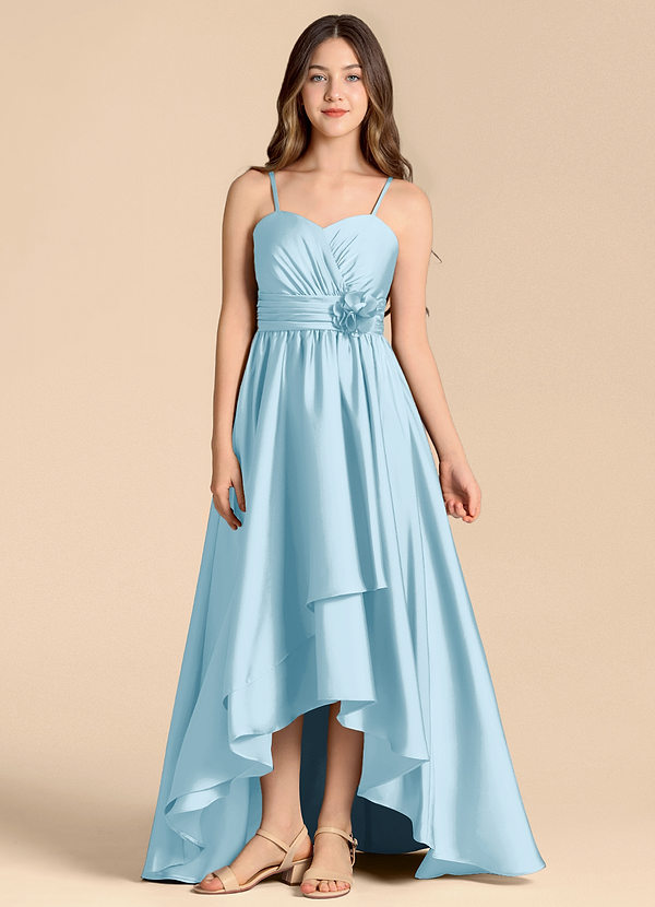 Azazie Catalina Junior Klä av A-Line i Stretch Satin Älskling Halsringning image1