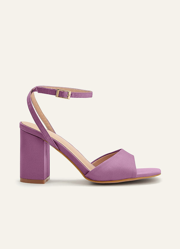 front Matching Color Stretch satin Square Toe Block Heels