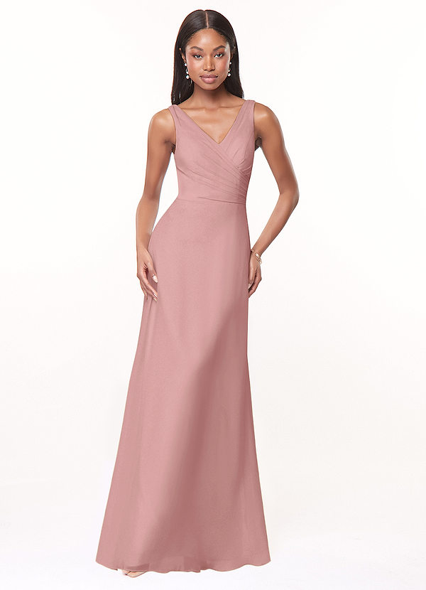 Azazie Nala Bridesmaid Dresses Dusty Rose A-Line Pleated Chiffon Dress image1