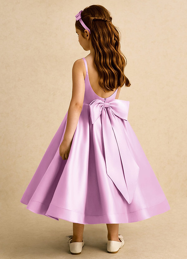 Azazie Babs Flower Girl Dresses Candy Pink Ball-Gown Pleated Matte Satin Dress image1