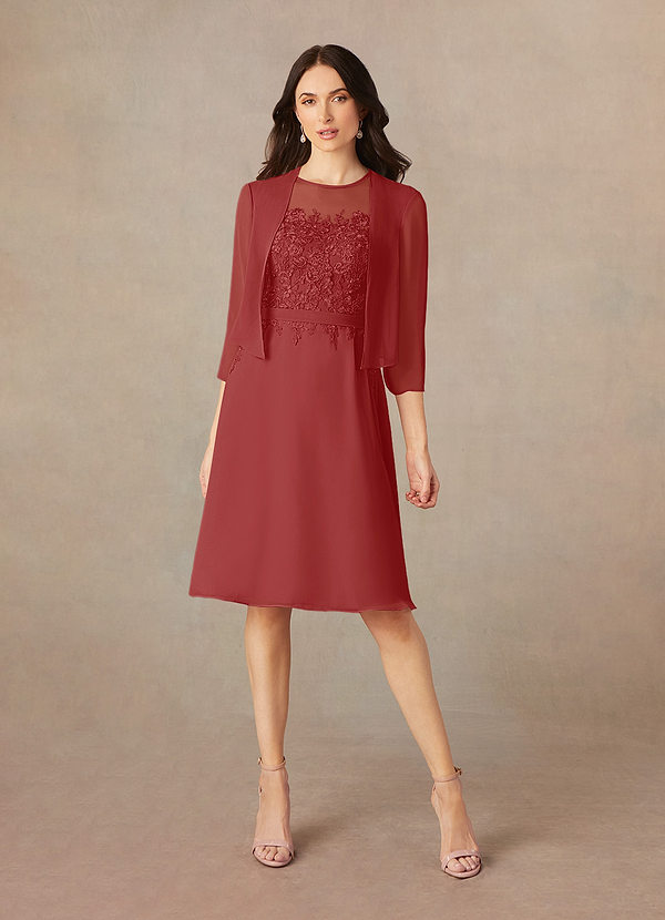 Azazie Klaus Mother of the Brides Dresses Rust A-Line Scoop Sequins Chiffon Dress image1