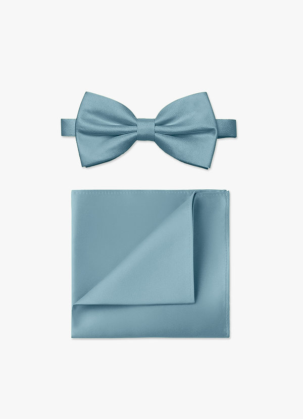 front Ensemble nœud papillon et pochette de costume en satin mat pour hommes