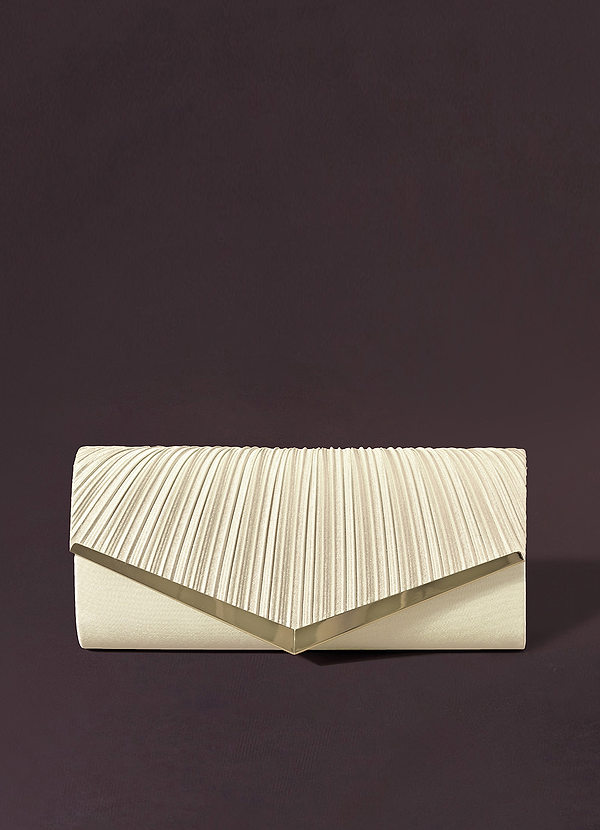 front Satin Pleated Clutch Bag