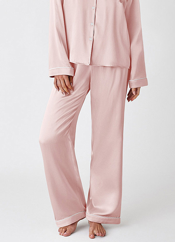 front Blushing Pink 100% Washable Silk Pajama Pants