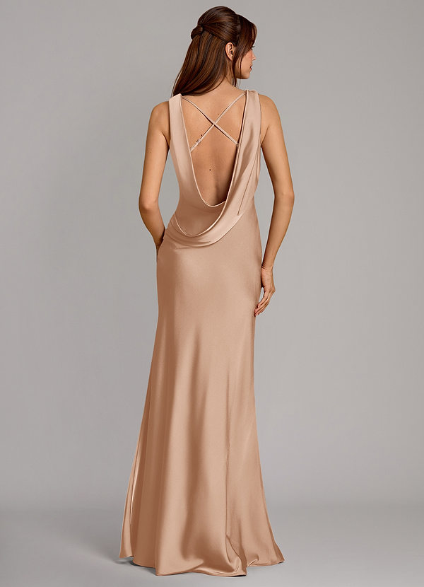 Azazie Cheryl Vestidos Dama de Honor Vestido de Rosa Inglesa de Satén Elástico de Corte Sirena image1