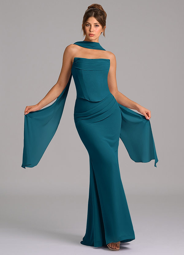 Azazie Sorrel Suknie dla druhen Syrena Gorset Szyfon Do ziemi Sukienka image1