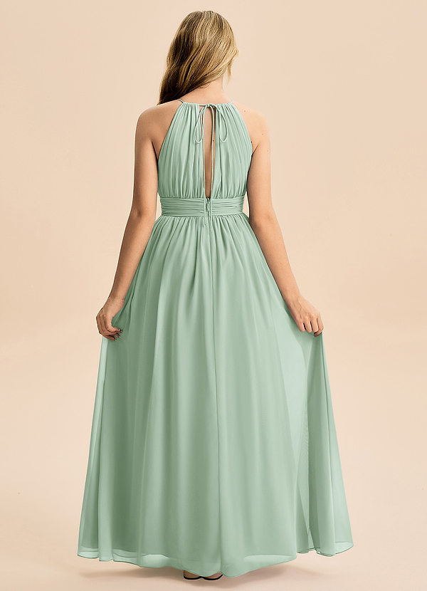 Azazie Noelle Junior Agave A-Line Pleated Chiffon Dress image1