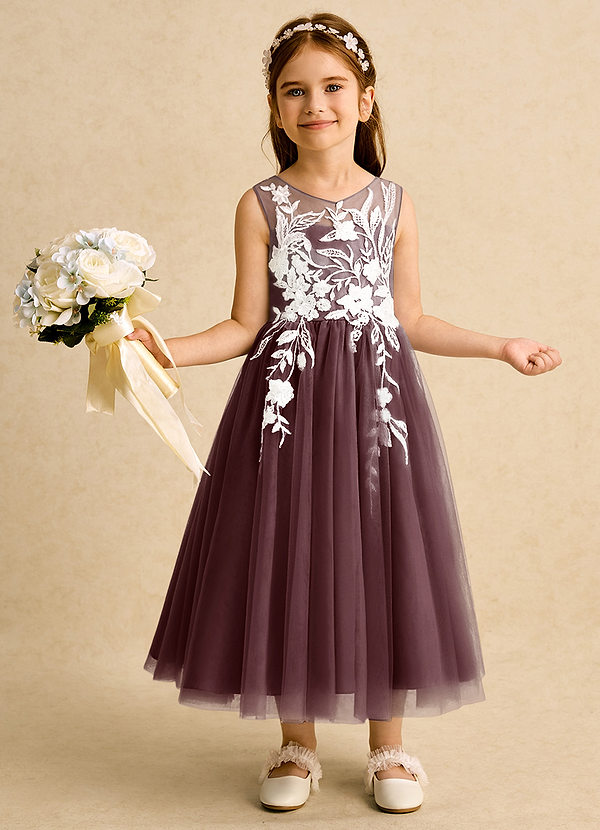 Azazie Sundae Flower Girl Dresses Sangria Ball-Gown Lace Dress image1
