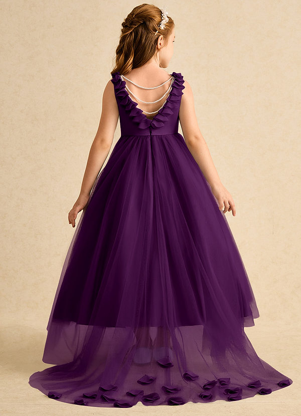 Azazie Lorita Robes de Fillette d'Honneur Robe Trapèze en Tulle Perlé Grain De Raisin image1