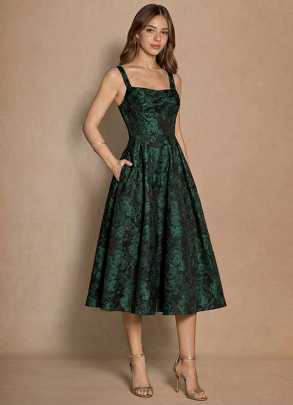 Melusine Emerald Black Midi Dress image1