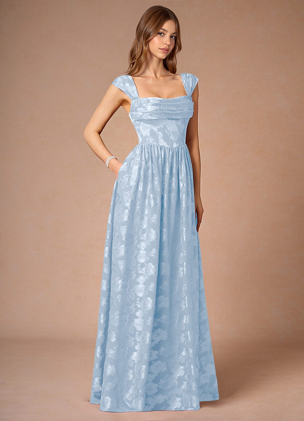 Hazel Powder Blue Pleated Maxi Prom Dress image1
