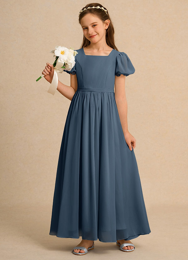 Azazie Lilia Junior Formal Vestidos de Niña de Flores Vestido de Neptuno de Gasa de Corte En A con Con mangas image1