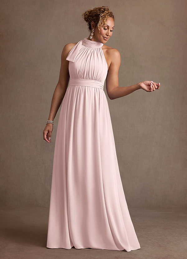 Azazie Antoinette Mother of the Brides Dresses Blushing Pink A-Line Pleated Chiffon Dress image1