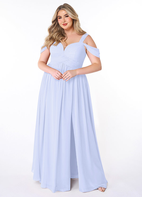 Azazie Lianne Bridesmaid Dresses Lavender A-Line Off the Shoulder Chiffon Dress image1