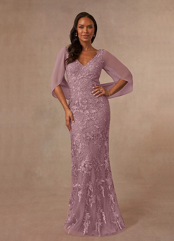 Azazie Ferris Mother of the Brides Dresses Dusty Rose Sheath V-Neck Chiffon Dress image1
