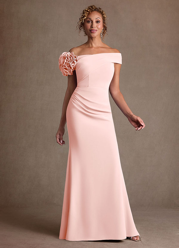 Azazie Gwynne Vestidos de Madre de la Novia Vestido de Rosa Rubor de Crepé elástico de Corte Sirena con Vestidos sin tirantes image1