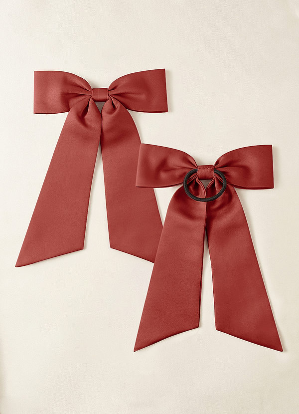 front Matchande färg matt satin rosett hår slips set