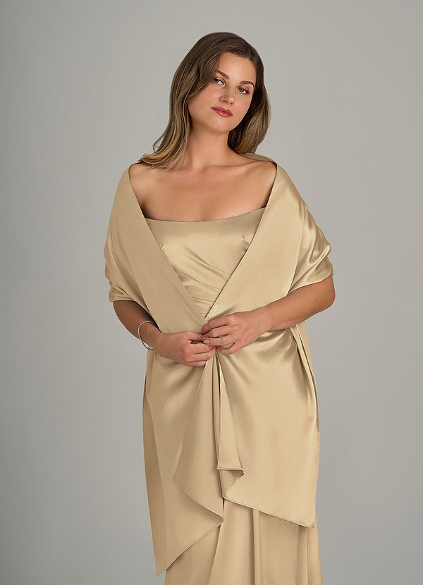 front Azazie Matching Color Metallic Satin Shawl
