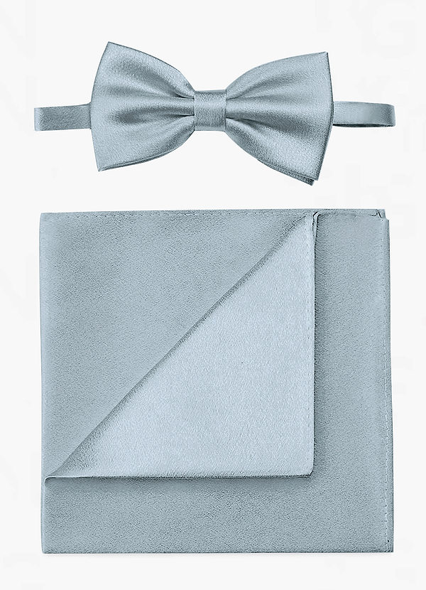 front Ensemble nœud papillon et pochette en satin métallisé