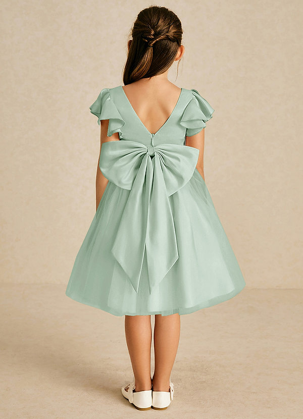 Azazie Kaeya Robes de Fillette d'Honneur Robe Trapèze en Tulle Arc Agave image1