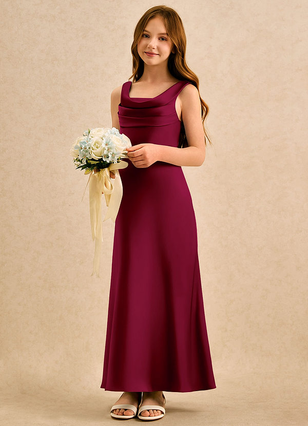 Azazie Raspberry Girls Formal Klänningar för brudeflicka Klä A-Line i Stretch Satin Plisserad image1