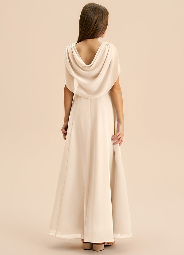 Azazie Lambie Junior White Alabaster A-Line Pleated Chiffon Dress image1