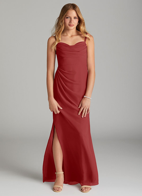 Azazie Mai Junior Vestido de Óxido de Gasa de Recto con Plisado image1