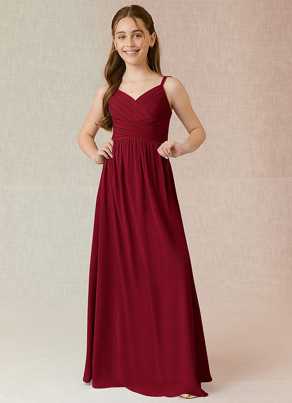 Vestidos De Dama De Honor Junior Con Escote Griego Y Largo Hasta El Suelo Verde oliva