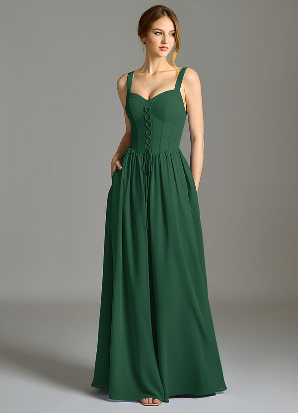 Azazie Porscha Suknie dla druhen Linia A Dekolt w kształcie serca Szyfon Do ziemi Sukienka image1