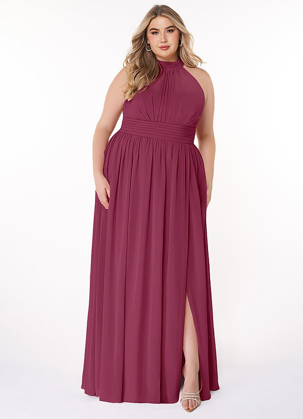 Azazie Iman Bridesmaid Dresses Mulberry A-Line A-Line Ruched Chiffon Dress image1
