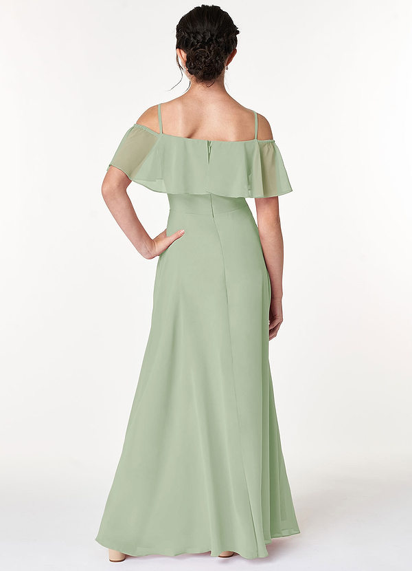 Off-the-shoulder Halter Chiffon Junior Bridesmaid Dress Dusty Sage