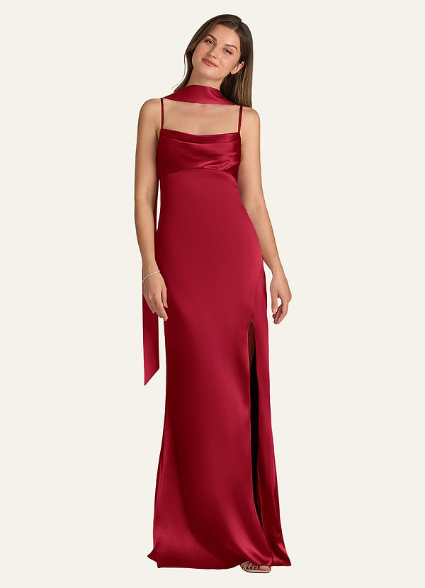 front Azazie Bufanda de satén mate de color a juego