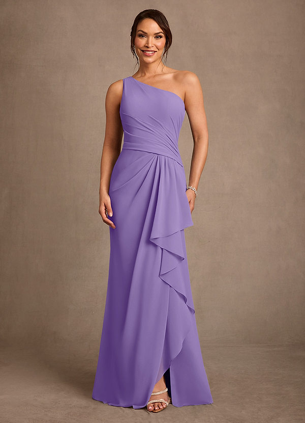 Azazie Floy Suknie dla Matki Panny Młodej Osłona Jedno ramię Szyfon Długość podłogi Sukienka image1