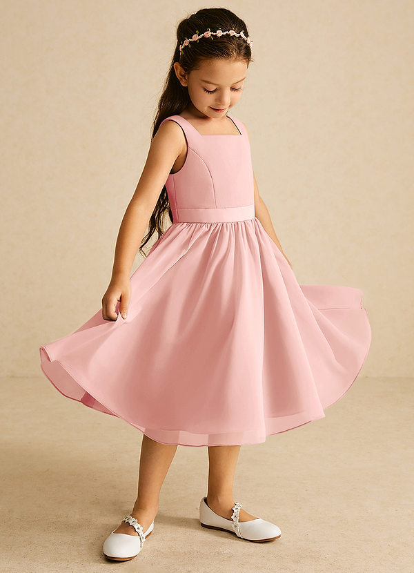 Azazie Ari Flower Girl Dresses Rosette A-Line Sleeveless Chiffon Dress image1