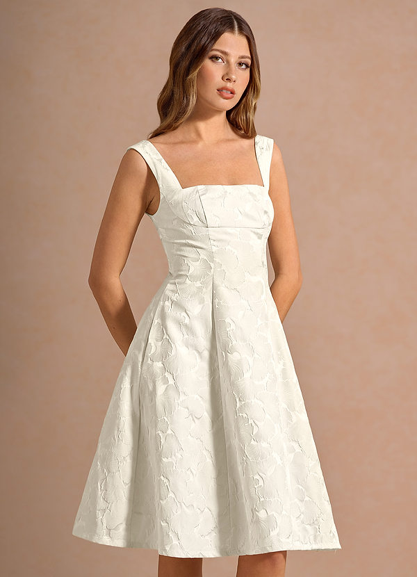 Amara French White Midi Dress | Azazie