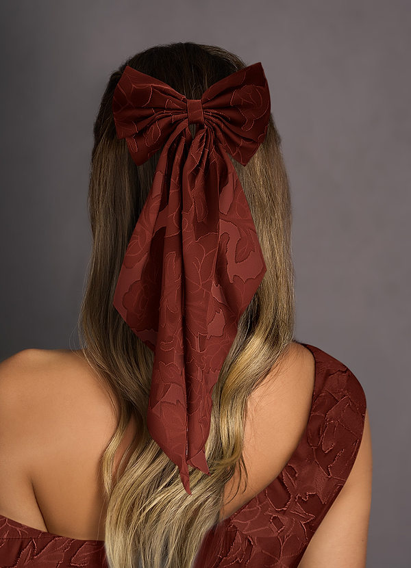 front Matching Color Floral Burnout Bow Hair Clip