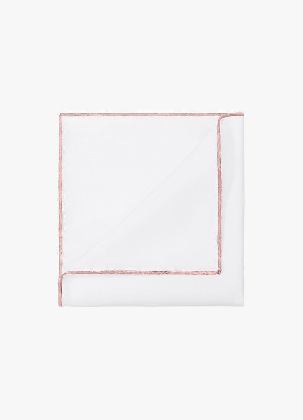 front Weißes, mattes Satin-Einstecktuch mit farbigem Rand