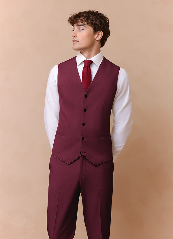 front James Burgundy Structured Stretch Suit Vest