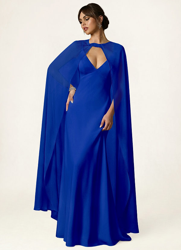 front Azazie Knot-Front Chiffon Long Cape