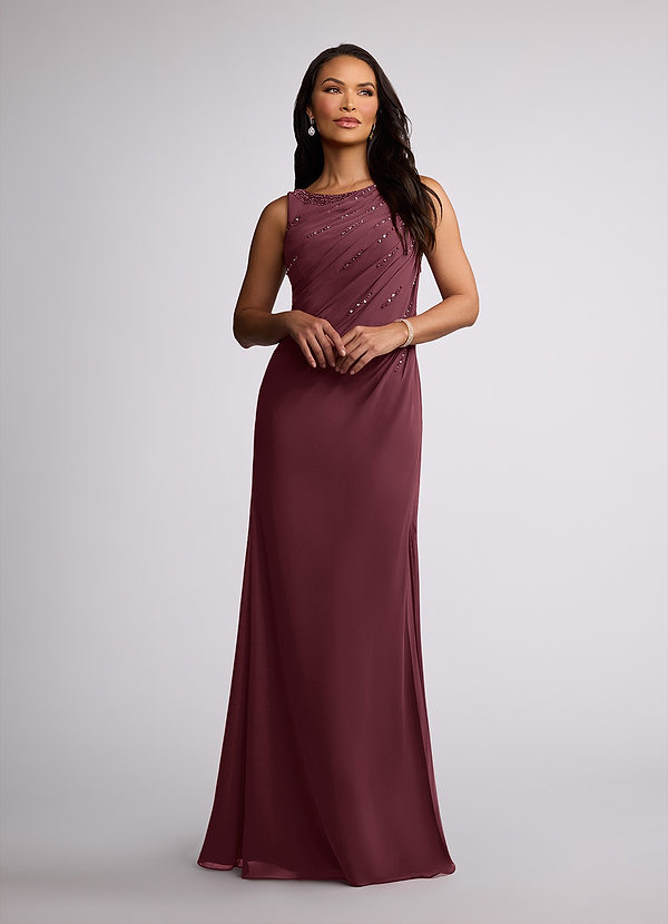 Azazie Islania Mother of the Bride Dresses Cabernet A-Line Pleated Chiffon Dress image1