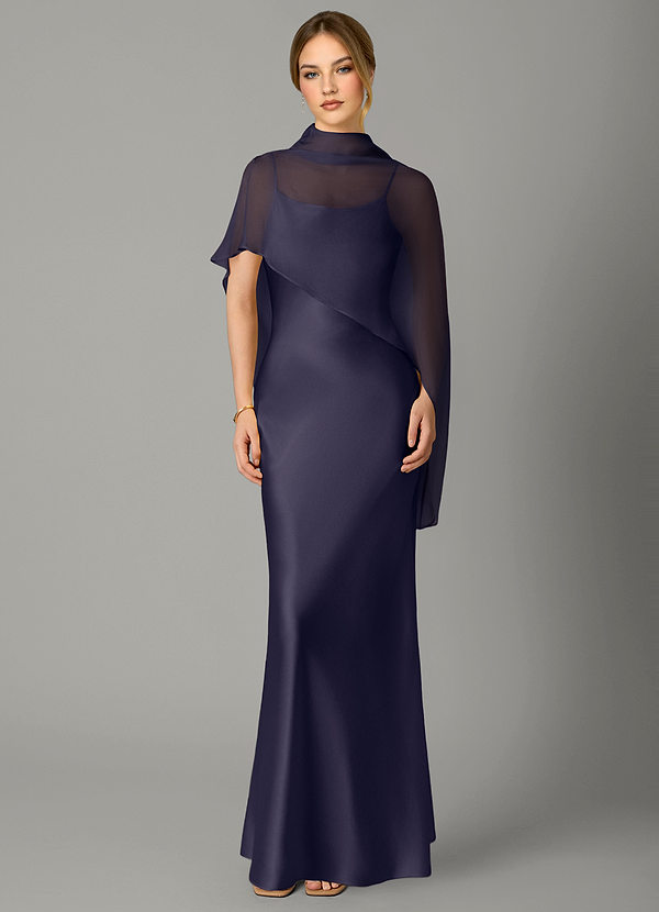 Azazie Jaleesa Brautjungfernkleider A-Linie Hoher Kragen Stretch-Satin Kleid Sturm image1