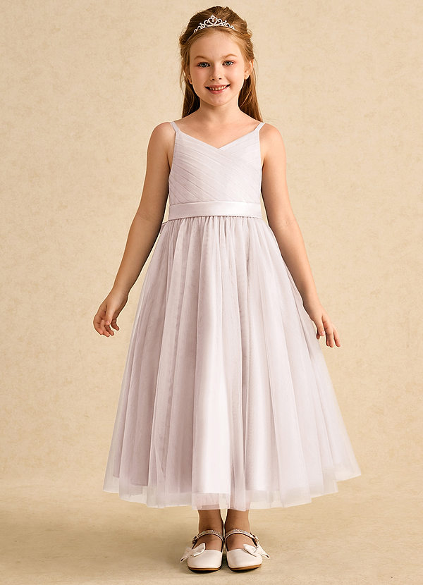 Azazie Patootie Vestidos de Niña de Flores Vestido de Pétalo De Rosa de Tul de Corte En A con Tirante Espagueti image1